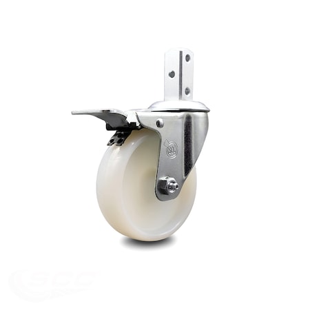 Service Caster 4 Inch Nylon Wheel Swivel 7/8 Inch Square Stem Caster with Total Lock Brake SCC SCC-SQTTL20S414-NYS-78